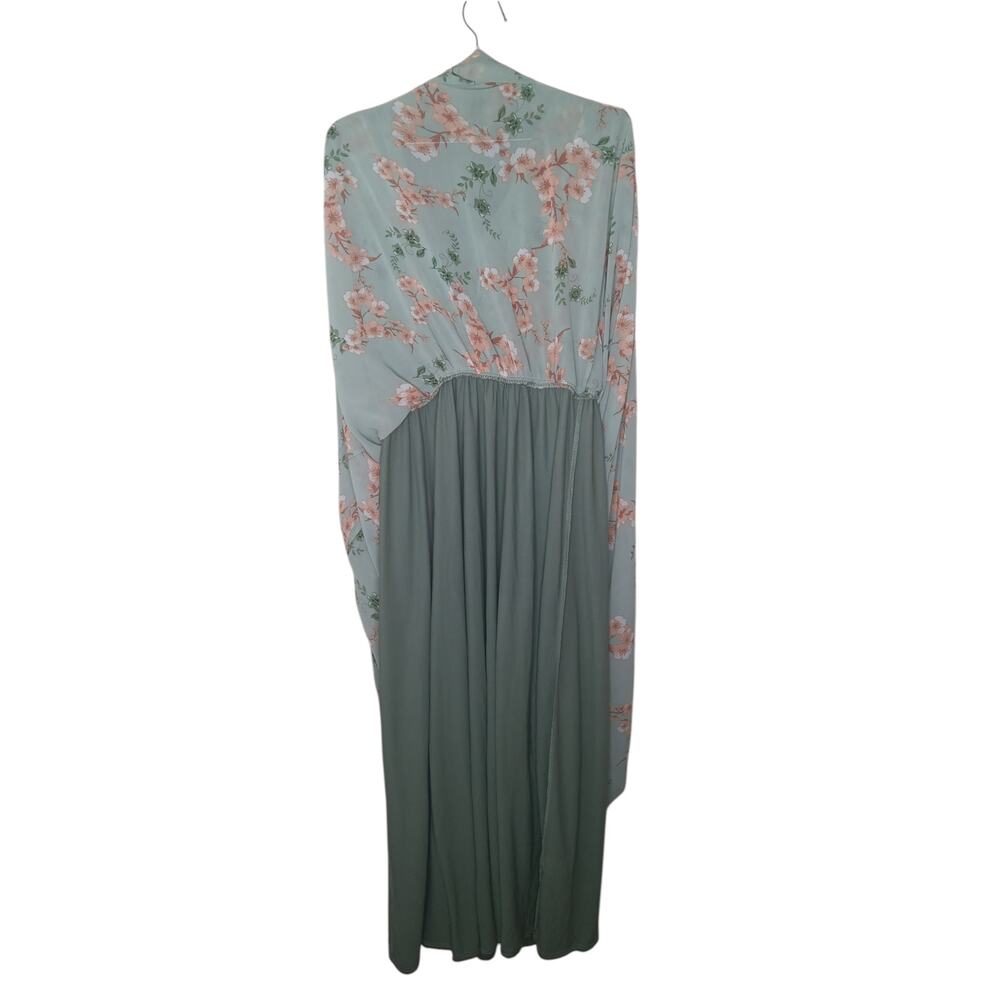 Baltic Born Olivia Maxi Dress L Sage Peach Floral Chiffon Smocked Wedding - Picture 14 of 16